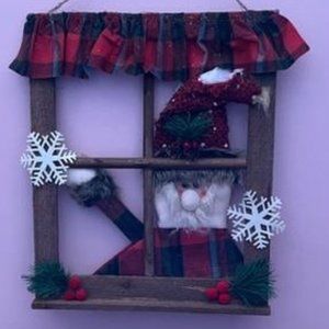 Christmas Tree Shoppe Faux Window Pane Elf Decoration